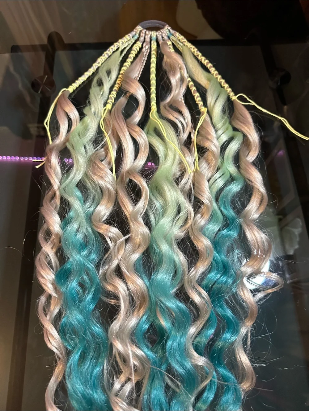 Teal Ombre Curly Hair Extensions for Women